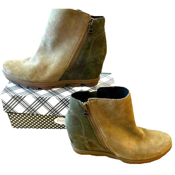 Sorel Womens Green Suede Leather Ankle Boots Zip Up Joan of Arctic Chelsea Sz 11 - Picture 13 of 13